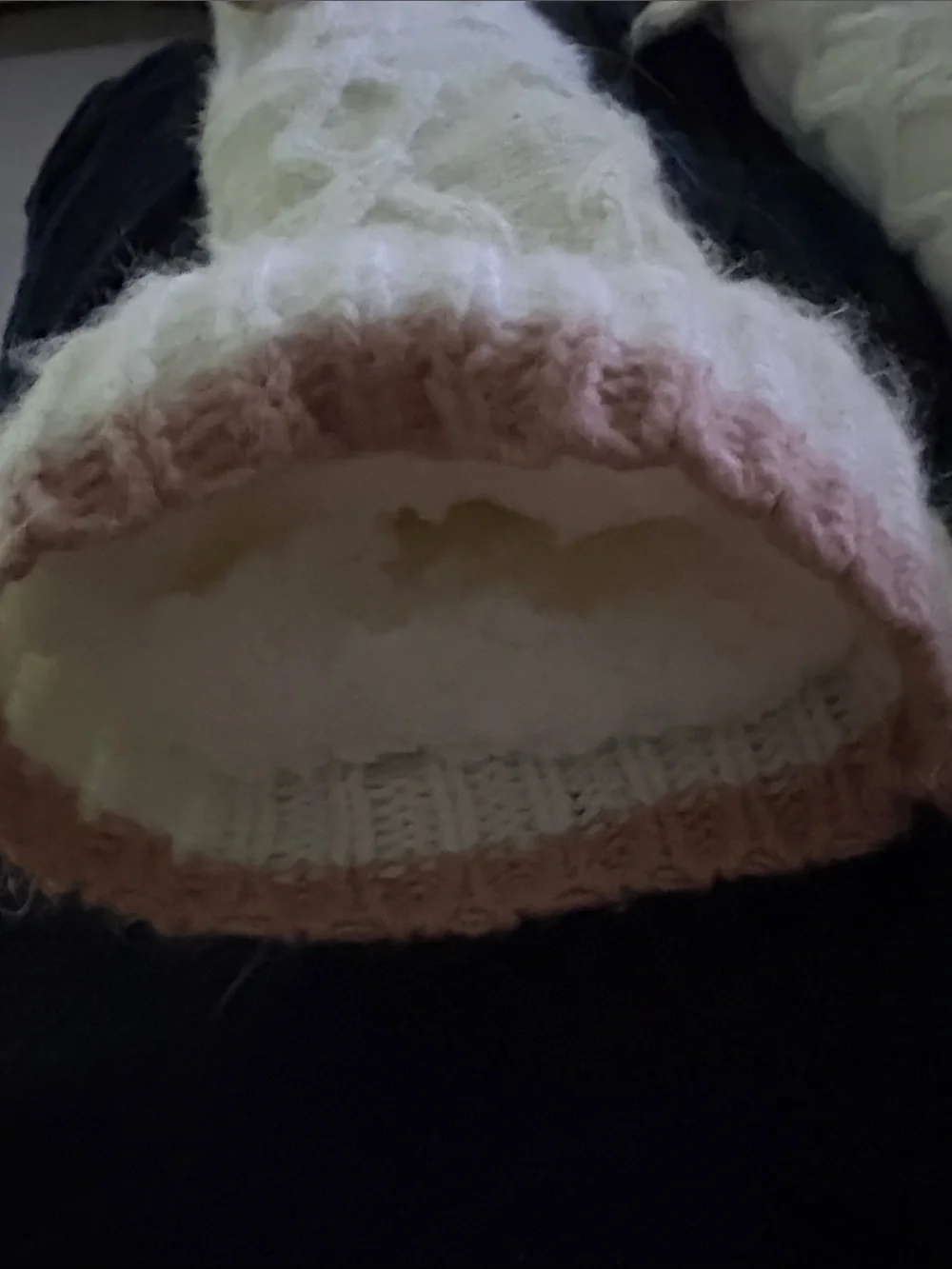 Cream Knit Cat Face Pet Socks with Bunny Ears